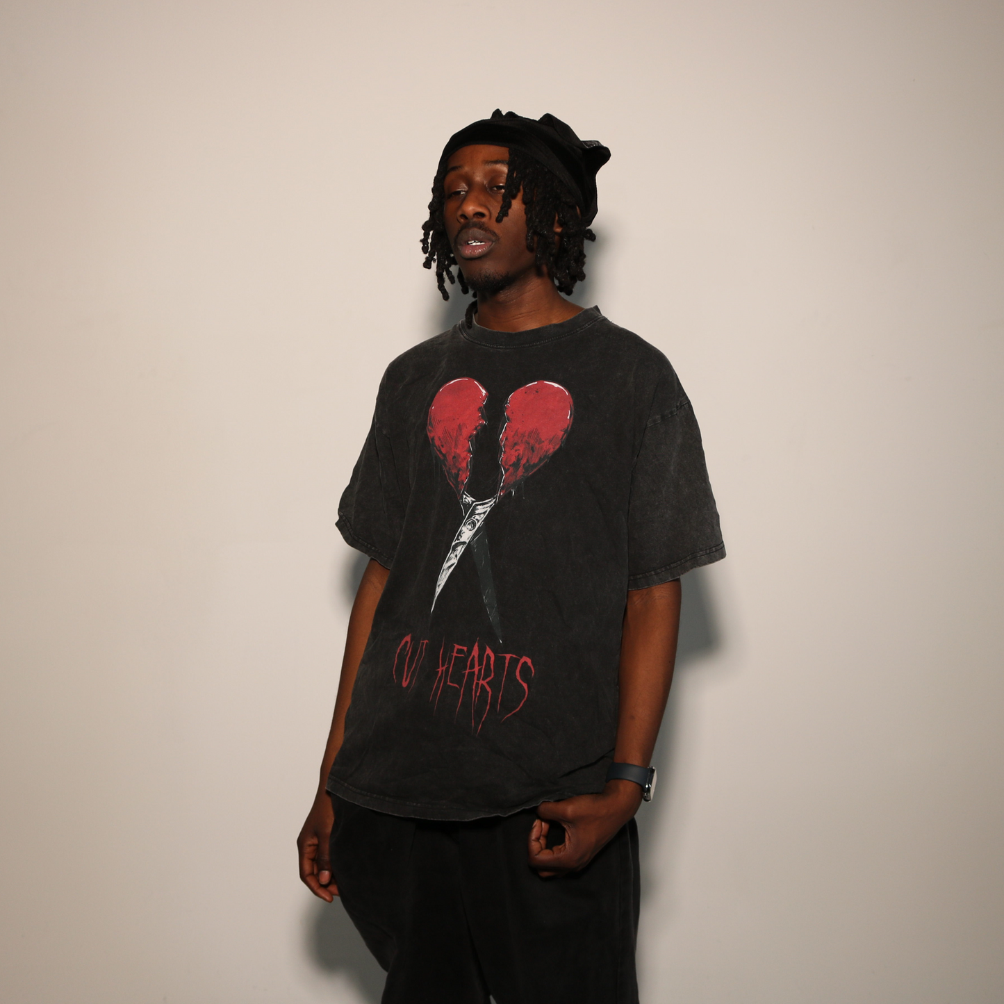 Drop Shoulder Heavyweight "Cut Hearts" T-shirt