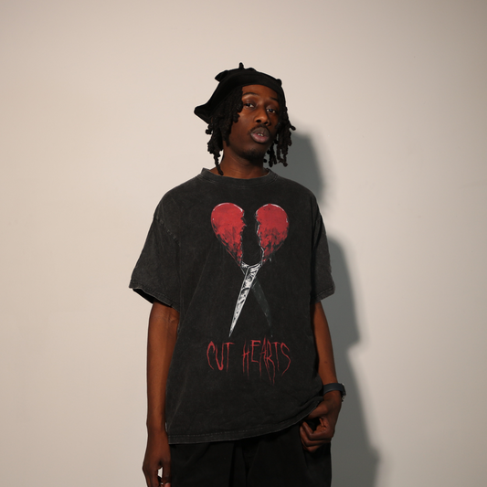 Drop Shoulder Heavyweight "Cut Hearts" T-shirt